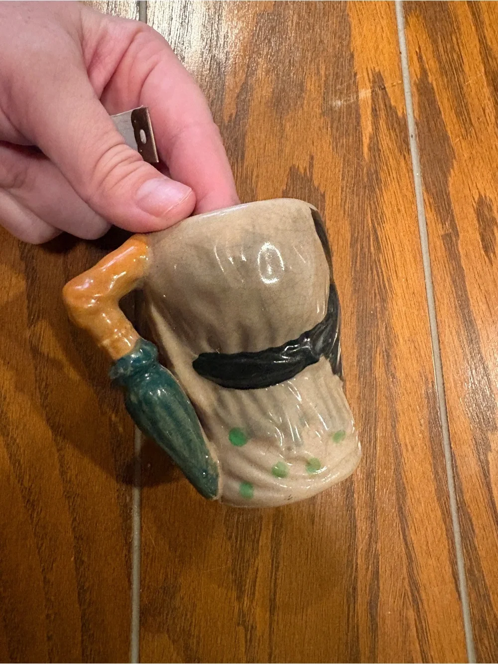 Vintage Old Woman Character Toby Mug in Cream, Green & Black